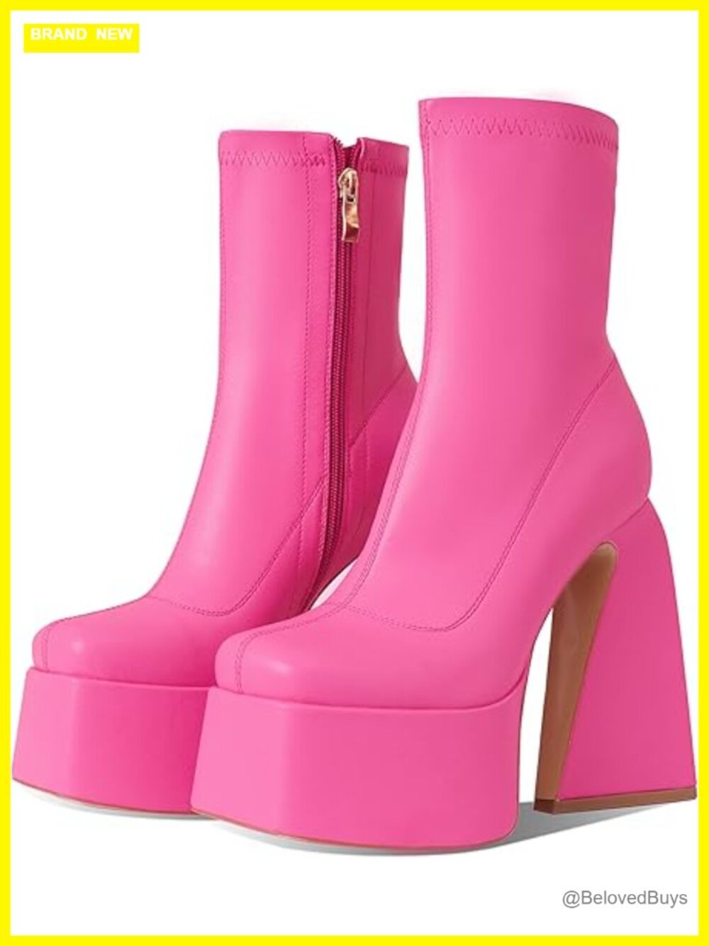Mid Calf Boots Square Toe Chunky High Heel Side Zipper Ankle Booties Women's